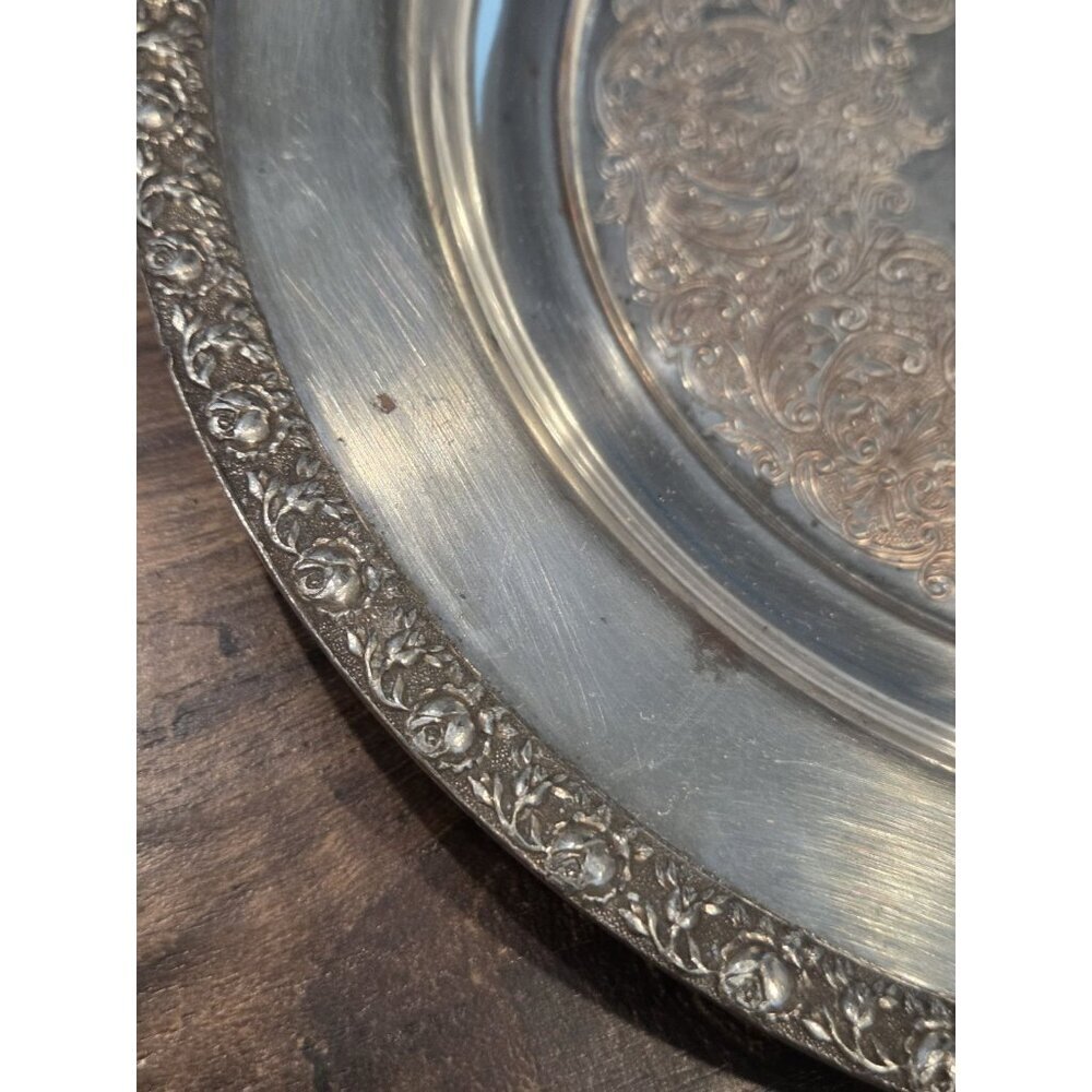 Vintage Gorham Silver on Copper 19R Plate - Mid-Century Silverplate Serving Tray - Picture 6 of 7
